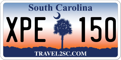 SC license plate XPE150