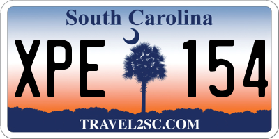 SC license plate XPE154