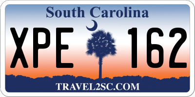 SC license plate XPE162