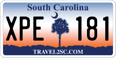 SC license plate XPE181