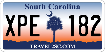 SC license plate XPE182
