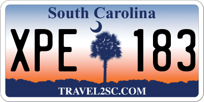 SC license plate XPE183