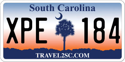 SC license plate XPE184