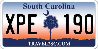 SC license plate XPE190