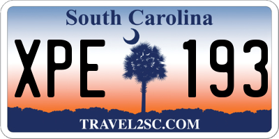 SC license plate XPE193