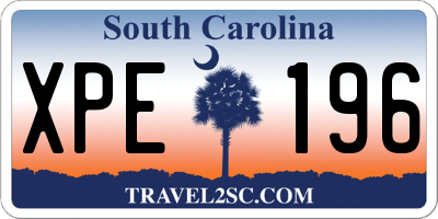 SC license plate XPE196