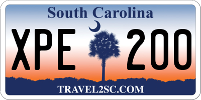 SC license plate XPE200