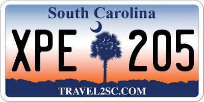 SC license plate XPE205