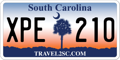SC license plate XPE210