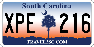 SC license plate XPE216