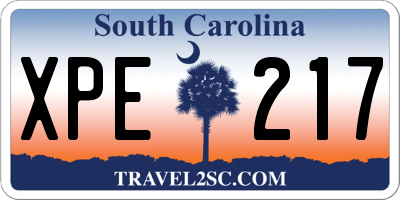 SC license plate XPE217