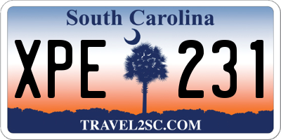 SC license plate XPE231