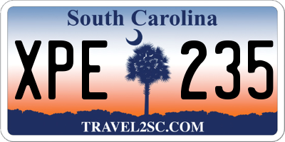 SC license plate XPE235