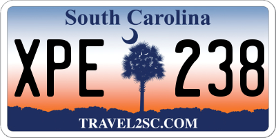 SC license plate XPE238