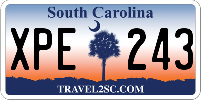 SC license plate XPE243