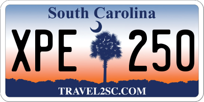 SC license plate XPE250