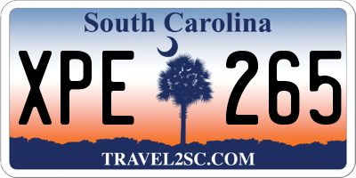SC license plate XPE265