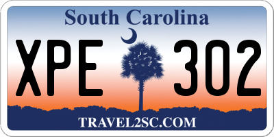 SC license plate XPE302