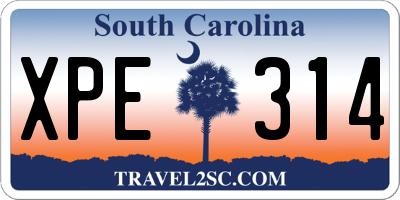 SC license plate XPE314