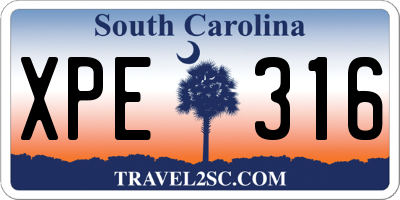 SC license plate XPE316