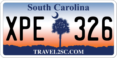 SC license plate XPE326