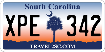 SC license plate XPE342