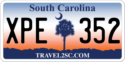 SC license plate XPE352