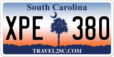 SC license plate XPE380