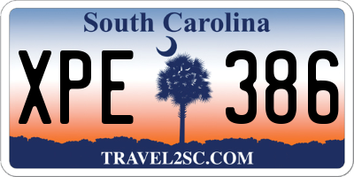 SC license plate XPE386