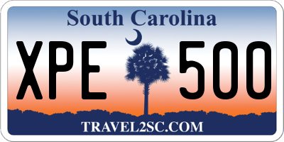 SC license plate XPE500