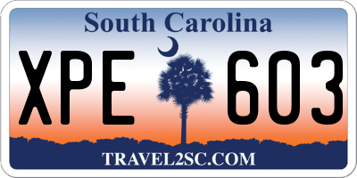 SC license plate XPE603