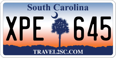 SC license plate XPE645