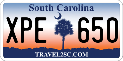 SC license plate XPE650