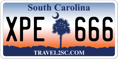 SC license plate XPE666