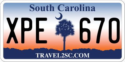 SC license plate XPE670