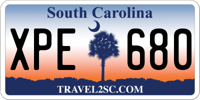 SC license plate XPE680