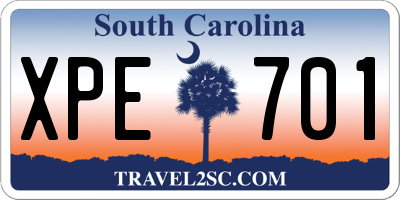 SC license plate XPE701