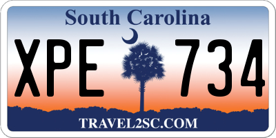 SC license plate XPE734