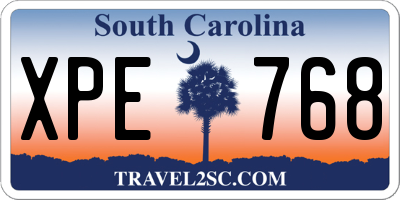 SC license plate XPE768