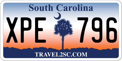 SC license plate XPE796