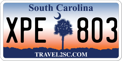SC license plate XPE803