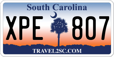 SC license plate XPE807