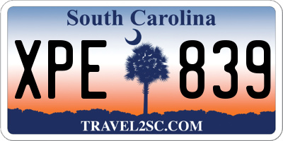 SC license plate XPE839