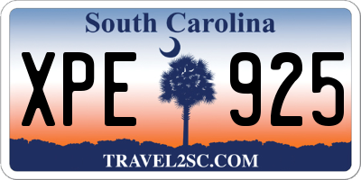 SC license plate XPE925