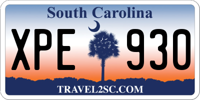 SC license plate XPE930