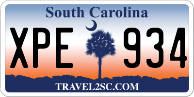 SC license plate XPE934