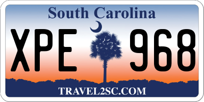 SC license plate XPE968