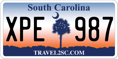 SC license plate XPE987