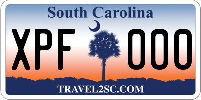 SC license plate XPF000