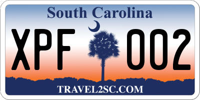SC license plate XPF002